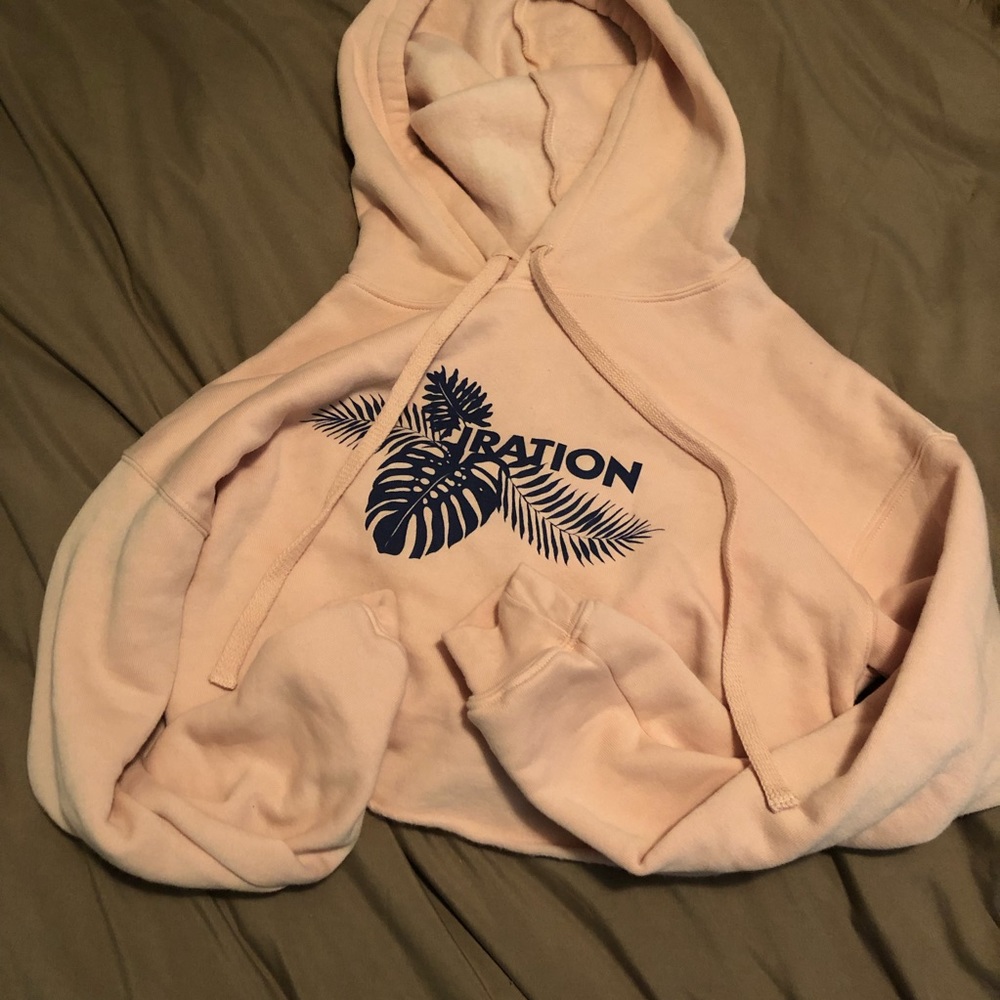 Pink and navy Iration cropped hoodie small